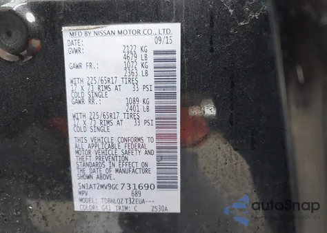 2016 Nissan Rogue Sv из США, поврежденный, VIN 5N1AT2MV9GC731690